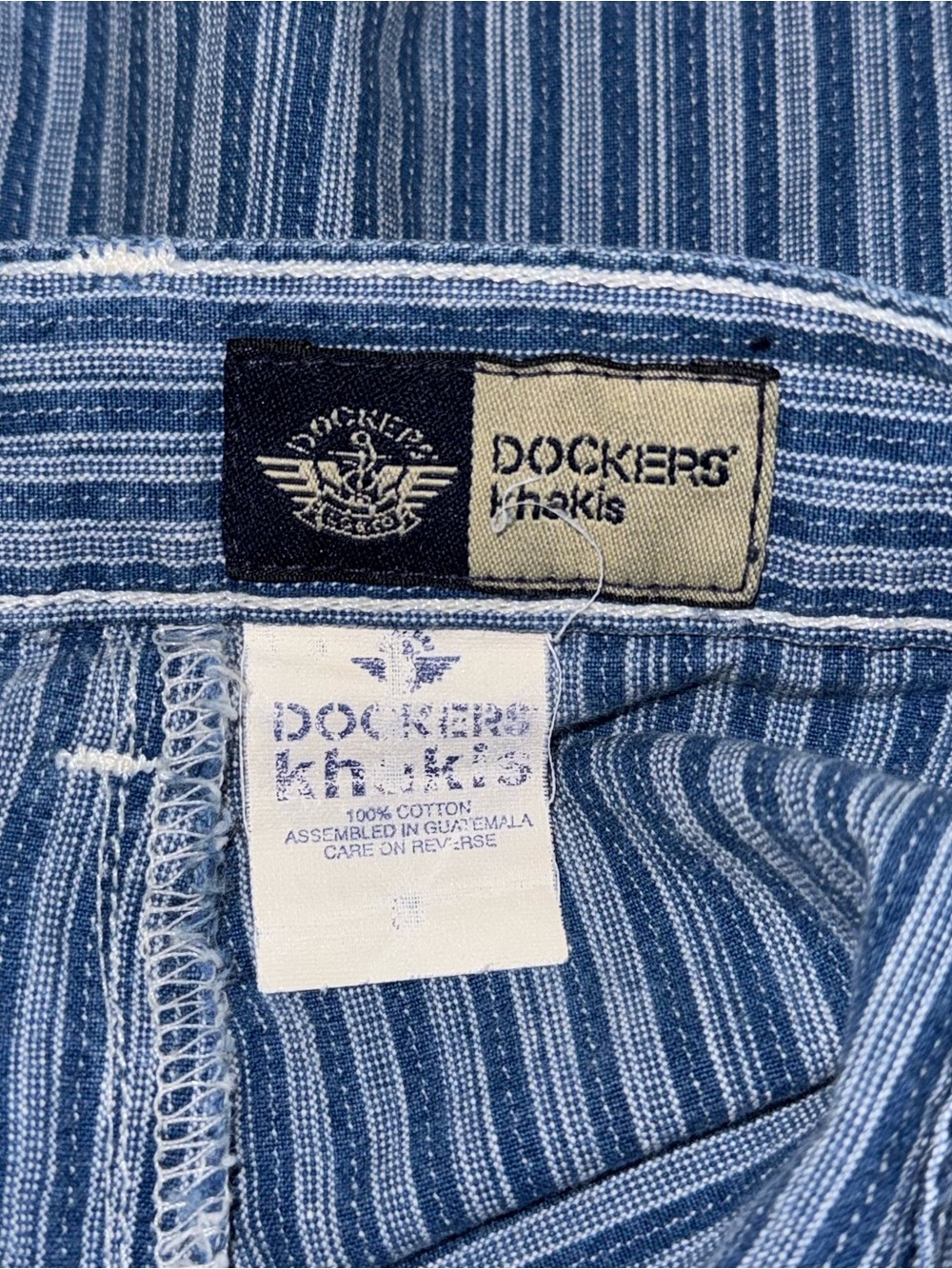 Vintage 90s Blue Striped High Waisted Mom Shorts Sz 27 Coastal Grandma Preppy - Picture 6 of 7